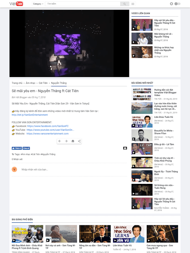 Template blogspot video đẹp mẫu số 3
